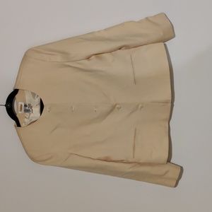 Talbots 100% Wool Collarless Blazer With White Marble Like Buttons Size …